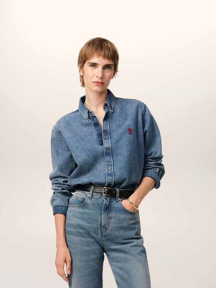 **do** เสื้อยีนส์ BLUE DENIM BUTTON DOWN AMI มี 2 สี ใส่ได้ ชาย หญิง สินค้าใหม่ ของแท้