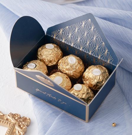 กล่องสี่เหลี่ยม กล่องใส่ของขวัญ ของชำร่วย งานแต่งงาน แบบหรูหรา ขอบทอง แบบซองจดหมาย 501003