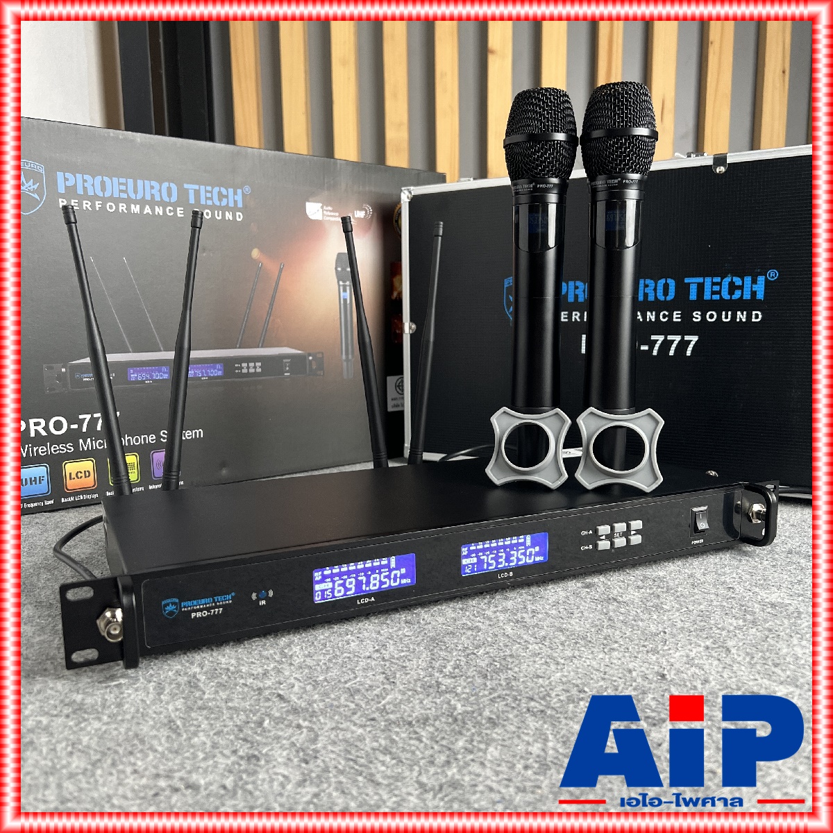 *รุ่นมีกระเป๋า* 4เสา PROEUROTECH PRO-777 ไมค์ลอยมือถือคู่UHF ไมค์ลอยปรับความถี่ มี2ช่วงความถี่ โปรยูโรเทค 4เสารับสัญญาณ PRO 777 PRO777 PRO EUROTECH เอไอ-ไพศาล