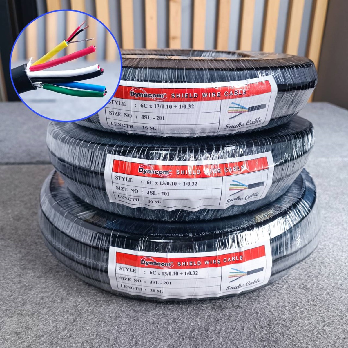 (1ขด) มี 3 ขนาดให้เลือก สายมัลติคอร์ 6คอร์ JSL-201(เมตร) สีดำ ขด 15 / 20 / 30 เมตร สายสัญญาณเสียง สาย6คอร์ JSL201 JSL 201 Multicore Cable เอไอ-ไพศาล