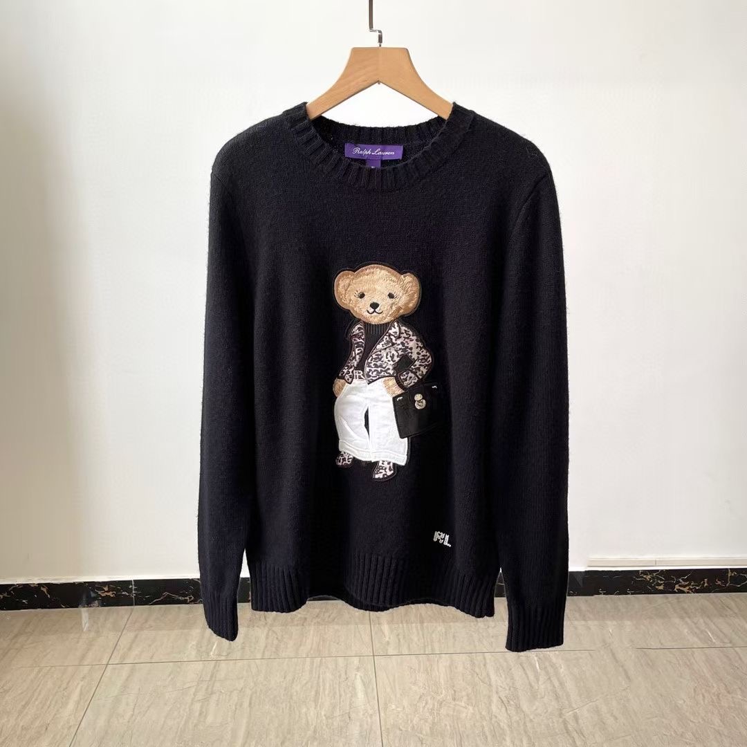 **do** เสื้อ Ralph Lauren polo bear ผ้าแคชเมียร์ที่นุ่มมาก หมีถือกระเป๋ามีทอลายนูน สินค้าใหม่ ของแท้