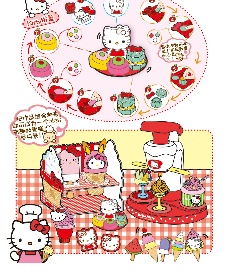 KT8609 เซตแป้งโดว์คิตตี้ ชุดใหญ่ (ของมือ 1 กล่องไม่สวย)