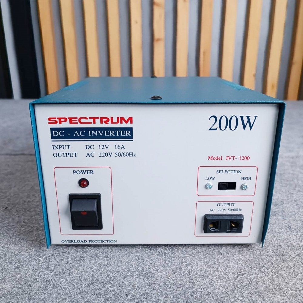 SPECTRUM 200W 12V INVERTER 200วัตต์ หม้อแปลงไฟจาก DC เป็นไฟ AC อินเวอร์เตอร์ หม้อแปลงไฟ DC 12V เครื่องแปลงไฟ เอไอ-ไพศาล
