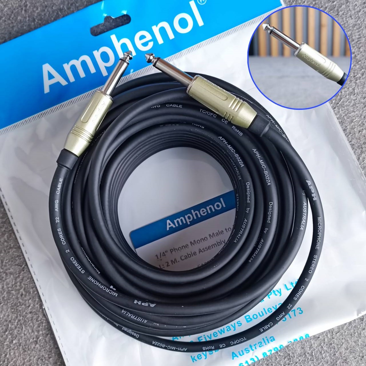 ยาว15เมตร AMPHENOL สาย PHONE MONO หัวท้าย 15เมตร CA33-33-C-015 สายP.MIC MONOหัวท้าย สายแจ็คโฟนโมโน สายสัญญาณสำเร็จรูป เอไอ-ไพศาล