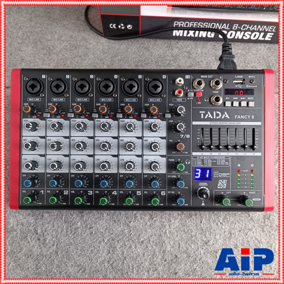 TADA FANCY-8 MIXER สีแดง มิกเซอร์ TADA FANCY 8 มิกเซอร์อนาล็อกขนาดเล็ก USB บลูทูธ พร้อมช่อง Line จำนวน 6 ช่อง เอไอ-ไพศาล