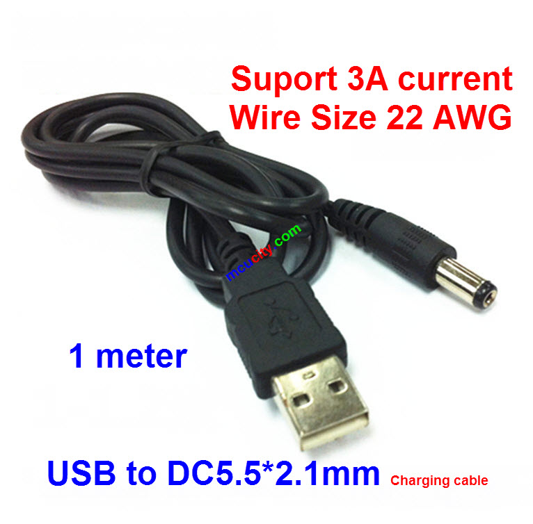 USB to DC jack 5.5 x 2.1mm Charging cable