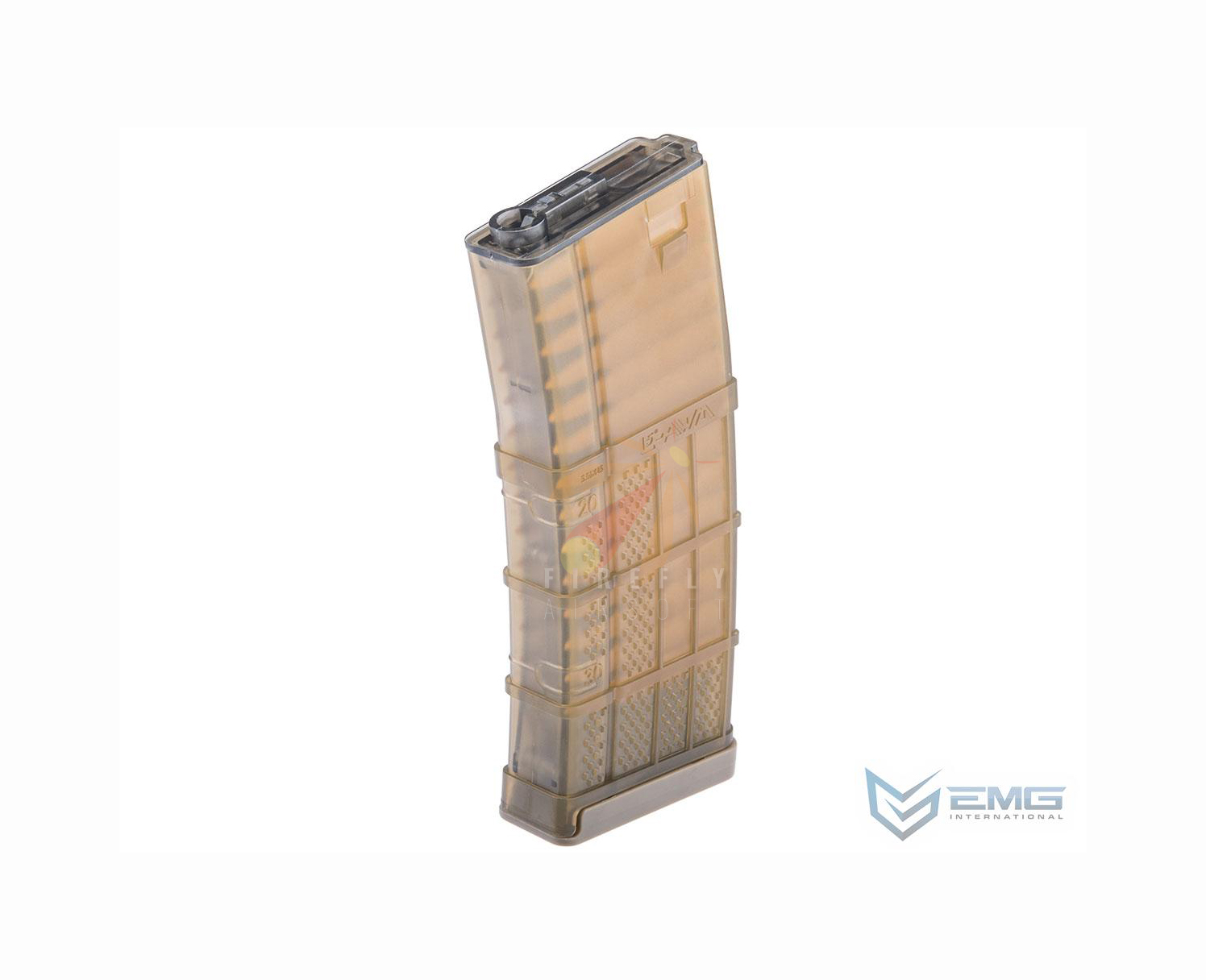 EMG 190rd Lancer Systems Licensed L5 AWM Airsoft Mid-Cap Magazines (Color: Translucent Flat Dark Earth / Single)