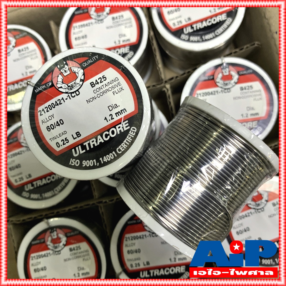 ยกกล่อง24ขด ULTRACORE 1.2 มม หนัก 0.25 ปอนด์ ตะกั่วขด 60/40 ตะกั่วบัดกรี ตะกั่ว อุลตร้าคอร์ เอไอ-ไพศาล