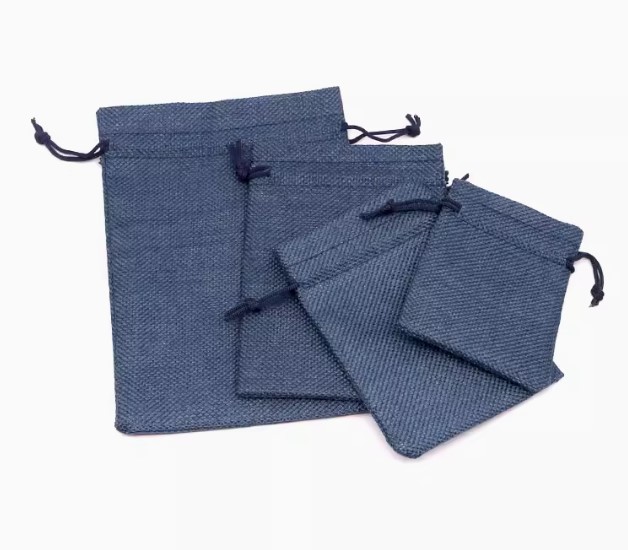 ถุงผ้ากระสอบ สีน้ำเงิน สีมาใหม่ ถุงผ้าใส่ของขวัญ ของชำร่วย โทนสีน้ำเงิน แบบเก๋ ๆ 210156