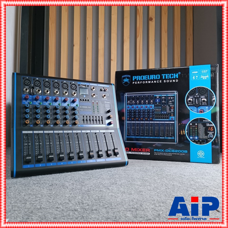 รุ่นใหม่ PROEUROTECH PMX-DC6200B POWERMIXER+บูลทูส ใช้ไฟ 12 โวลต์ มีแบตเตอรี่ในตัว พาวเวอร์มิกซ์รถแห่ มิกซ์รถโฆษณา PMX DC 6200 B PMXDC6200B เอไอ-ไพศาล