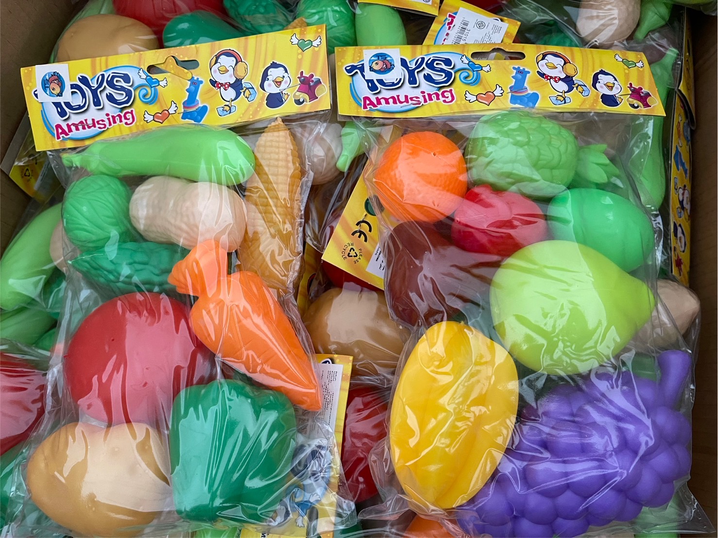 31015 ของเล่นเด็กชุดผักผลไม้จำลอง ผักผลไม้พลาสติกถุงตาข่าย อาหารจำลอง ปลีกถุงละ