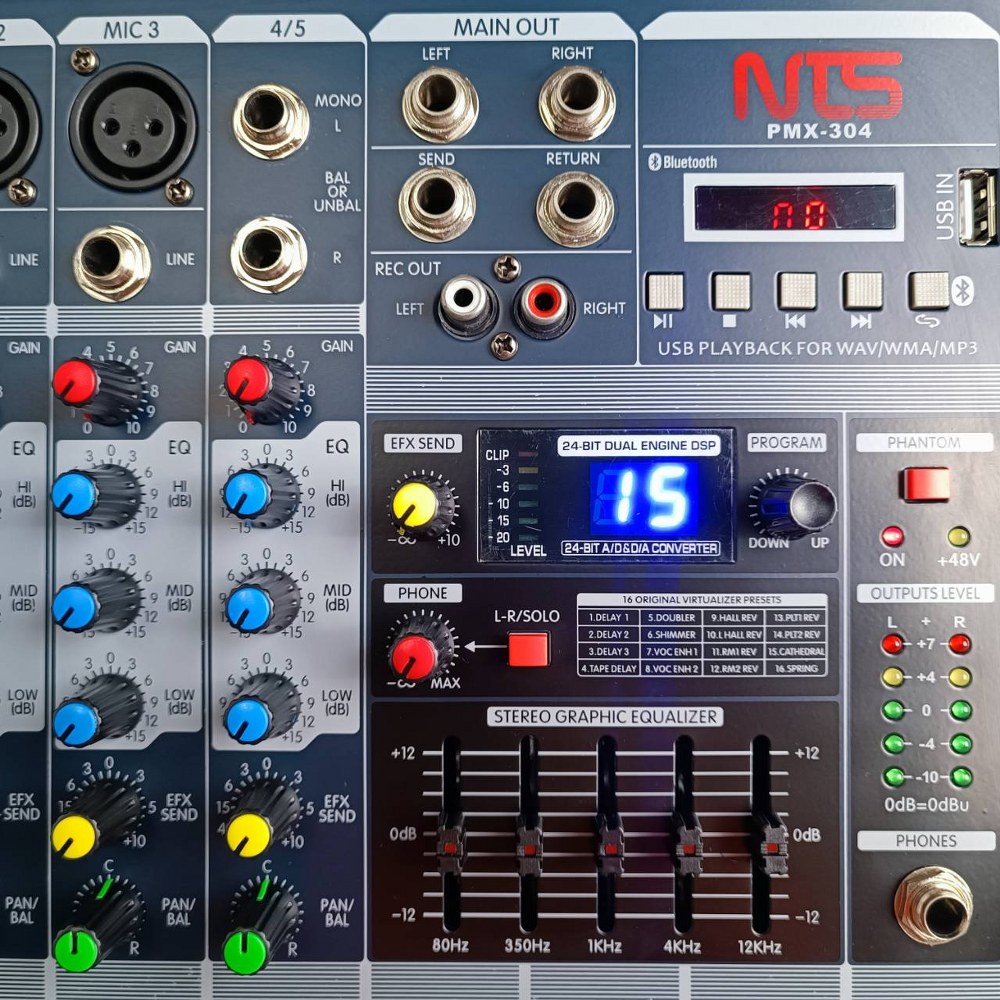 NTS PMX304 POWER MIXER เอ็นทีเอส PMX-304 PMX 304 เพาเวอร์ มิกเซอร์ POWERMIXER มิกมีแอมป์ ขับลำโพงได้เเลย เอไอ-ไพศาล