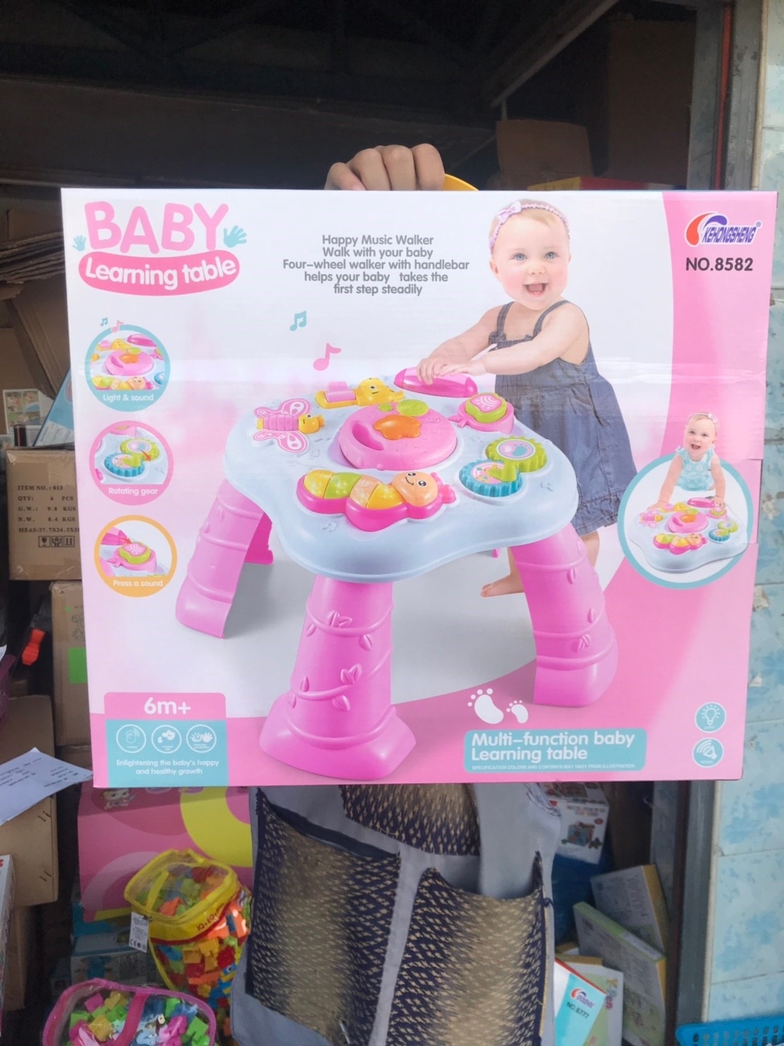 8582 โต๊ะกิจกรรม 4 เหลี่ยม โต๊ะเสริมพัฒนาการ สีชมพู