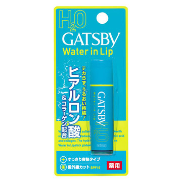 Mandom Japan GATSBY Mediicated Water-in Lip Balm ลิปแบบน้ำ พลังความชุ่มชื้นของกรดไฮยาลูโรนิกและคอลลาเจนช่วยป้องกันริมฝีปากแตกและแห้ง