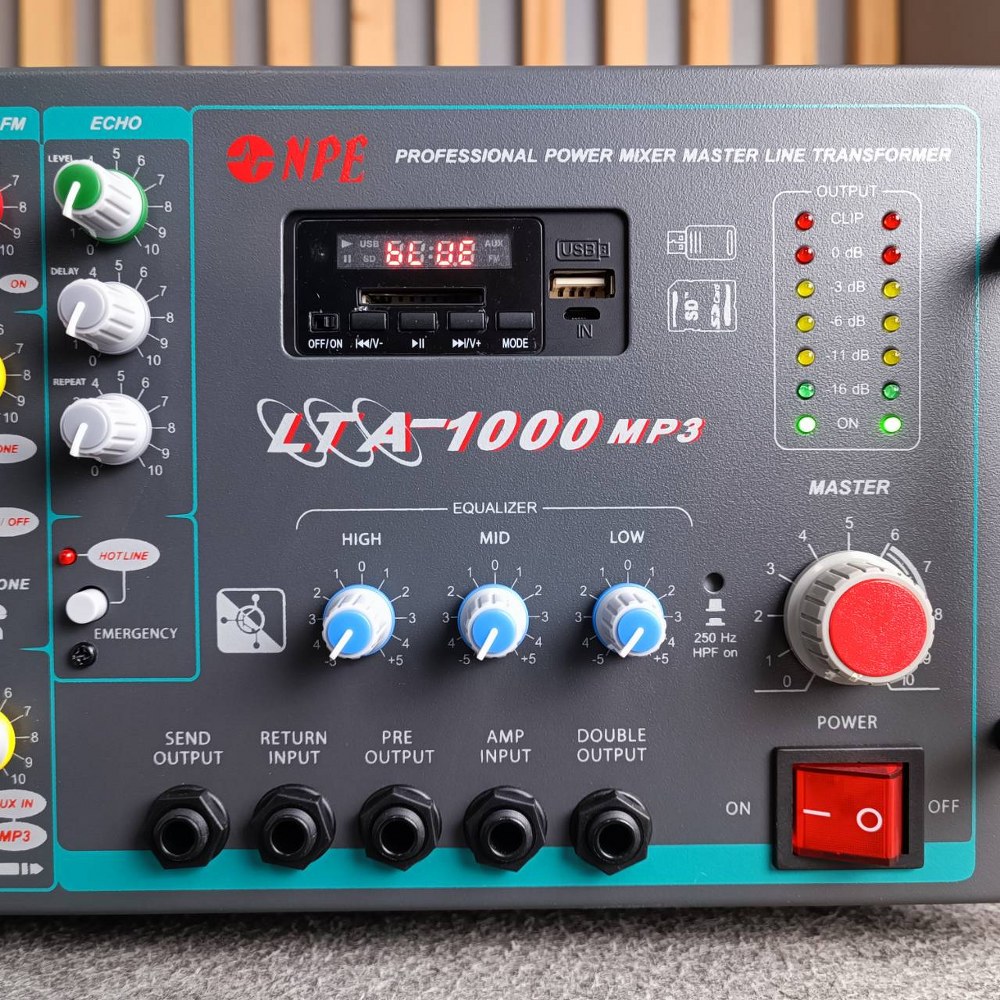 NPE LTA-1000MP3 powermixer พาวเวอร์มิกเซอร์เครื่องขยายเสียงตามสาย 1000 วัตต์ MP3 USB LTA1000MP3 LTA 1000MP3 เอไอ-ไพศาล