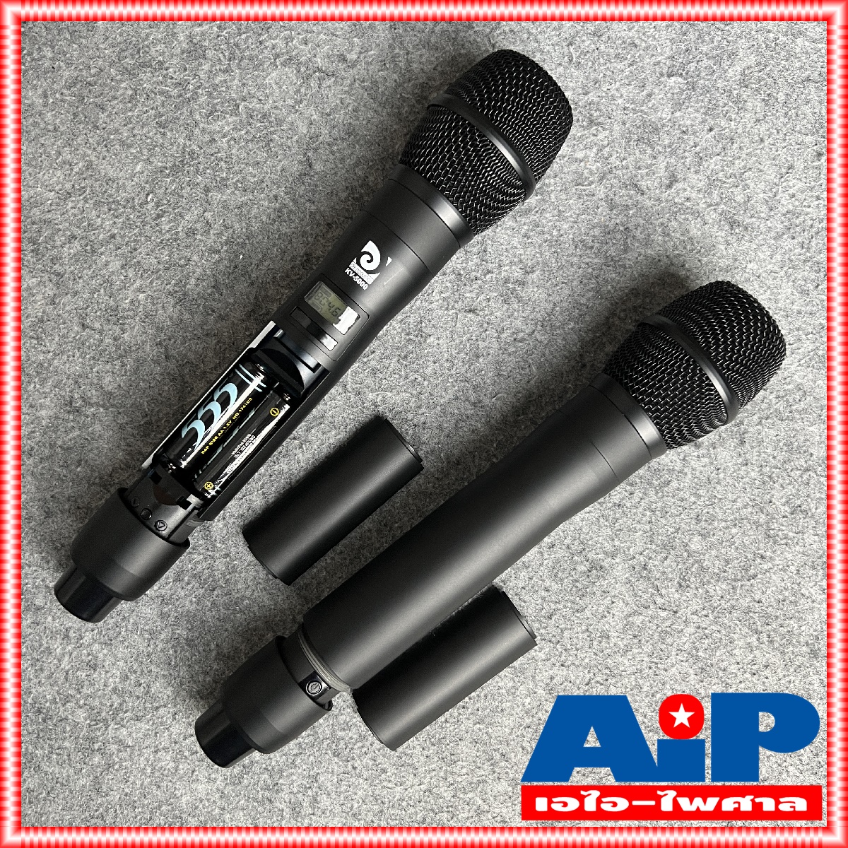 DE ACOUSTIC KV5000 ไมค์ลอยคู่ UHF ปรับความถี่ได้ ไมค์ลอยคู่ KV 5000 แถมอุปกรณ์ย้ายเสา กระเป๋าเก็บไมค์ KV-5000