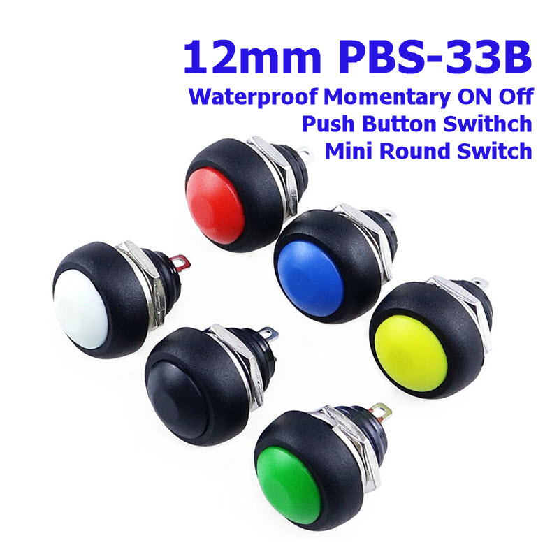 สวิตช์กดติดปล่อยดับ PBS-33B Waterproof f Push Button switch 12mm
