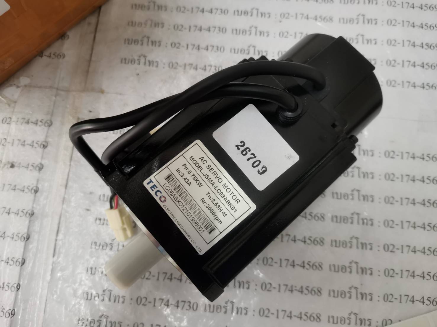 ขาย SERVO MOTOR”TECO” MODEL: JSMA-LC08ABK01