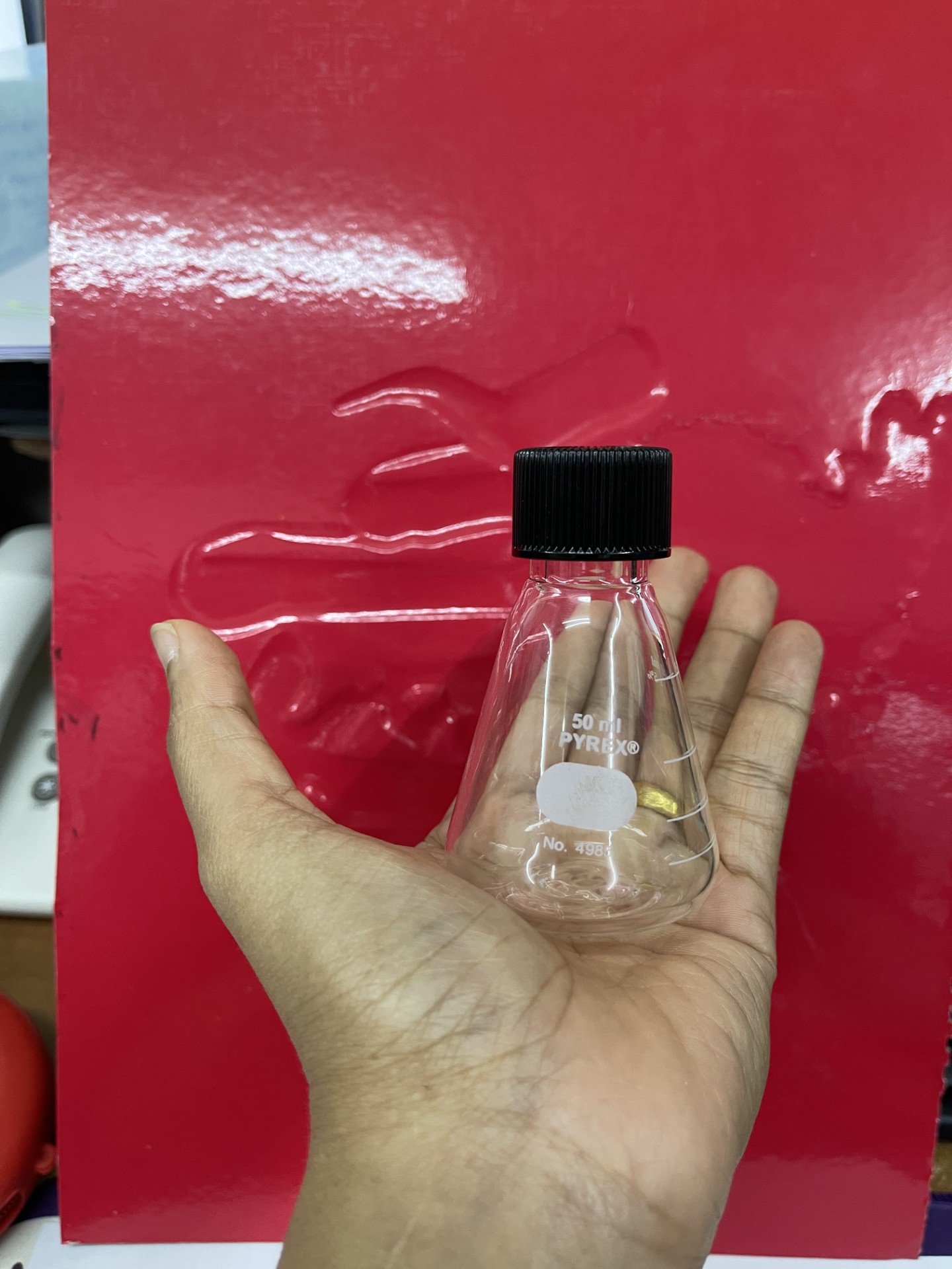 Flask Erlenmeyer 50 ml with Screw Cap ขวดรูปชมพู่พร้อมฝาปิด Pyrex/Kimble