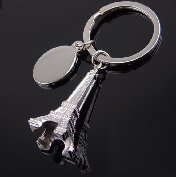 พวงกุญแจ หอไอเฟล ปารีส สีเงิน สามารถเลเซอร์ logo คู่บ่าวสาว บริษัท ของที่ระลึก งานแต่งงาน งานเลี้ยง งานรับปริญญา เก๋ ๆ 462309