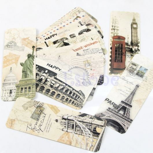 ที่คั่นหนังสือ ธีม ปารีส หอไอเฟล Bookmark ขั้น สมุด หนังสือ กระดาษแข็ง เคลือบ ลาย หอไอเฟล 1 ชุด มี 30 อัน 210511