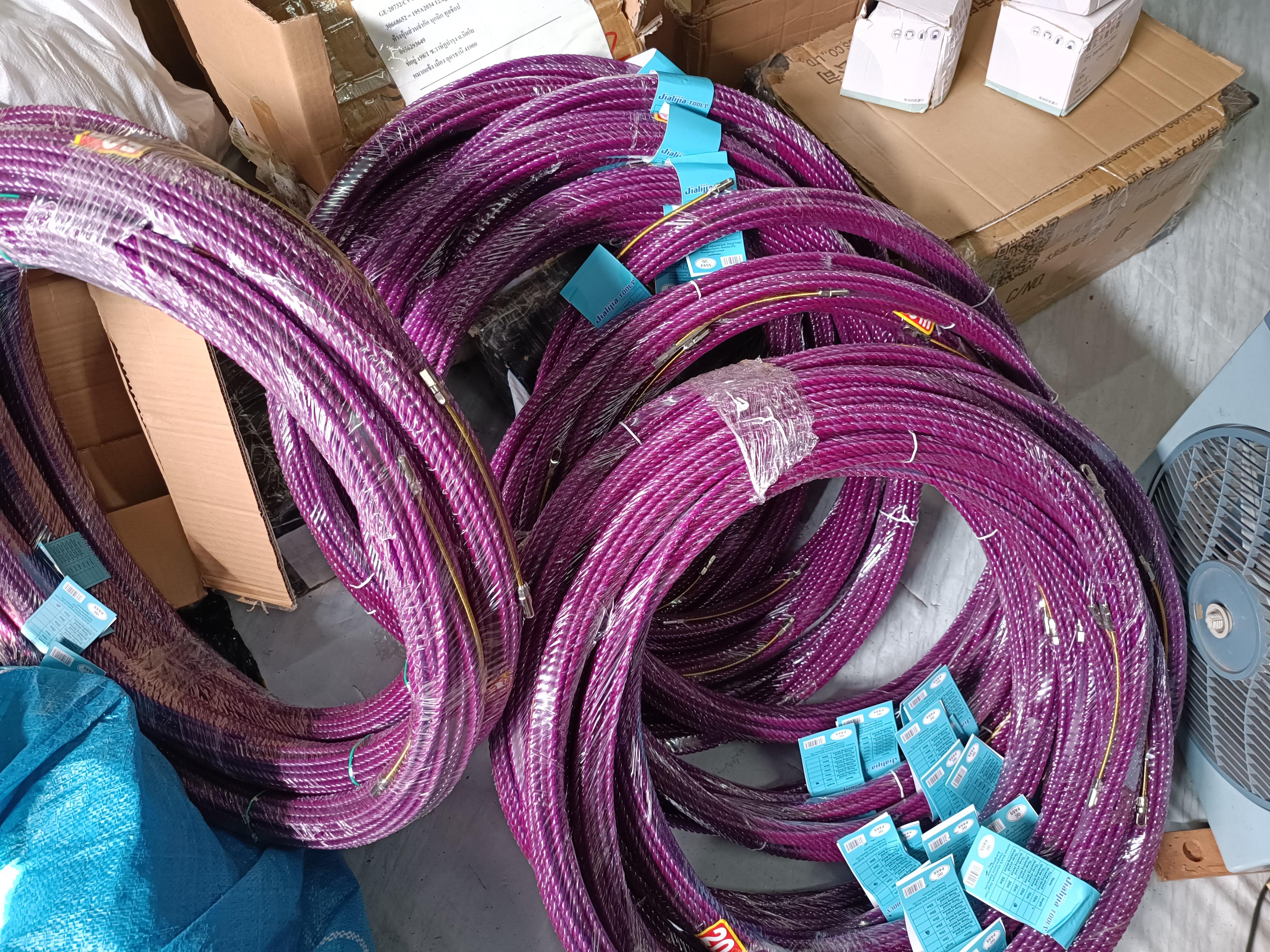 ฟิชเทป สลิงดึงสายในท่อ สำหรับงานเดินท่อร้อยสาย ความยาว 10-50 เมตร สีม่วงเกรดหนา สีเหลืองดำเกรดทั่วไป