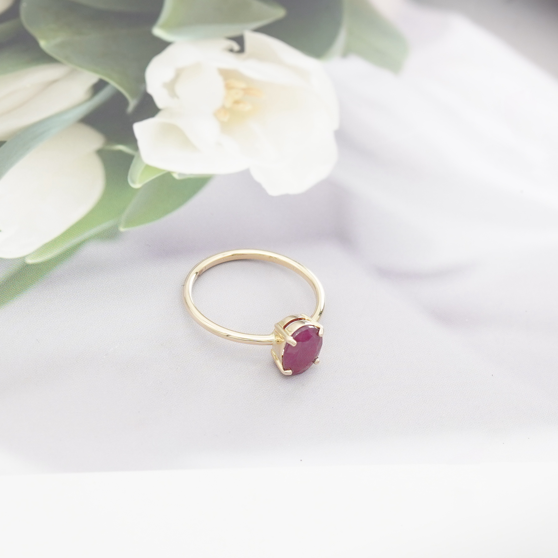 ✨ แหวนทับทิมแท้ ✨ ตัวเรือนทอง 14K ทับทิมแท้ทรง Oval Cut