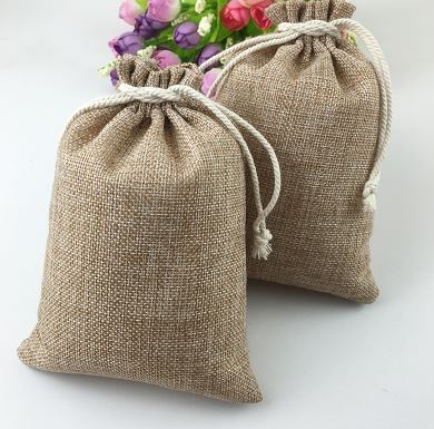ถุงผ้าป่าน ถุงผ้าลินิน ถุงผ้ากระสอบ สำหรับใส่ ข้าวสาร ของชำร่วย ของที่ระลึก งานเลี้ยง งานแต่งงาน แบบเก๋ ๆ 440052