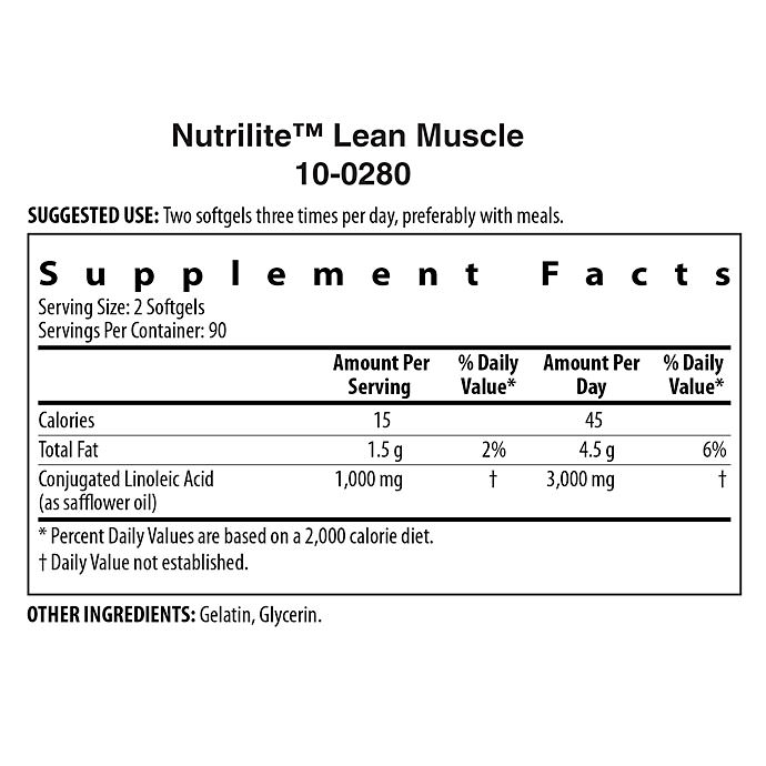 ซีแอลเอ NUTRILITE Lean Muscle (CLA)ประกอบด้วย CLA 500mgผลิตจากดอกคำฝอย