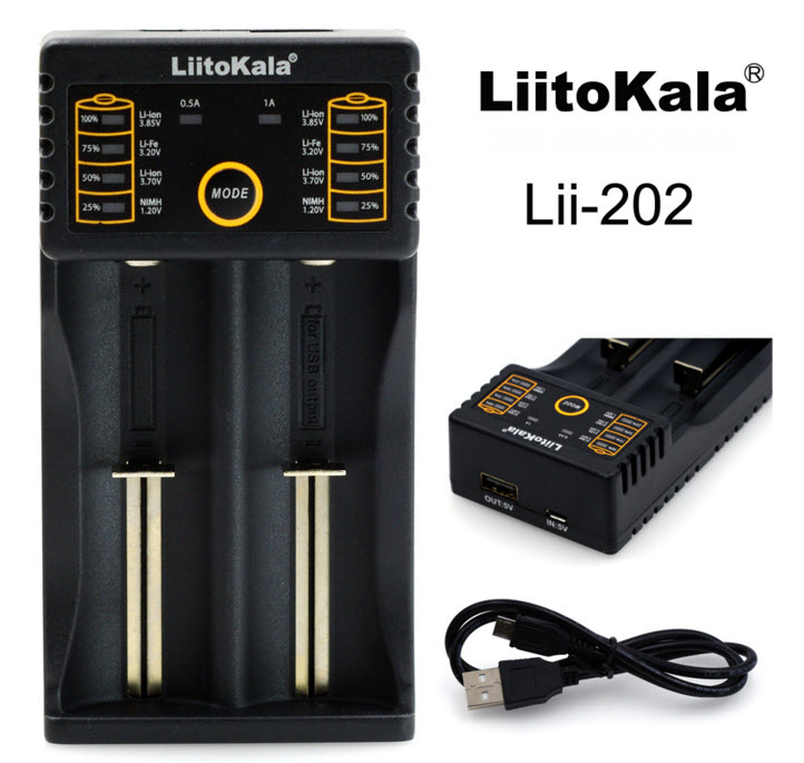 Liitokala Lii-202 lithium NiMH battery smart charger and Power Bank