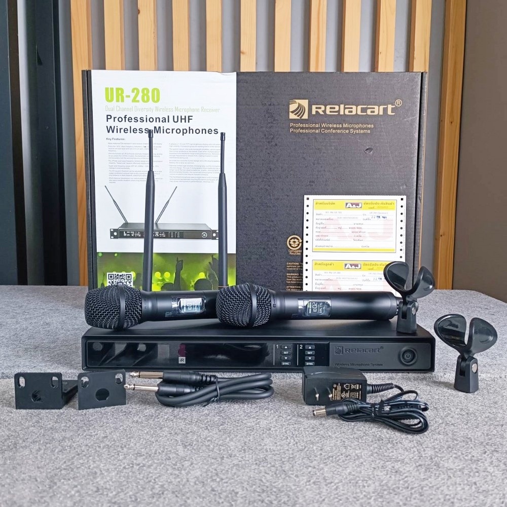 Relacart UR-280 ไมค์ลอยคู่ ไมค์ไร้สายคู่ ความถี่ UHF ไมโครโฟน ไมค์ไร้สาย ไมค์ลอย มือถือคู่ UR 280 รีลาคาร์ท UR280 เอไอ-ไพศาล