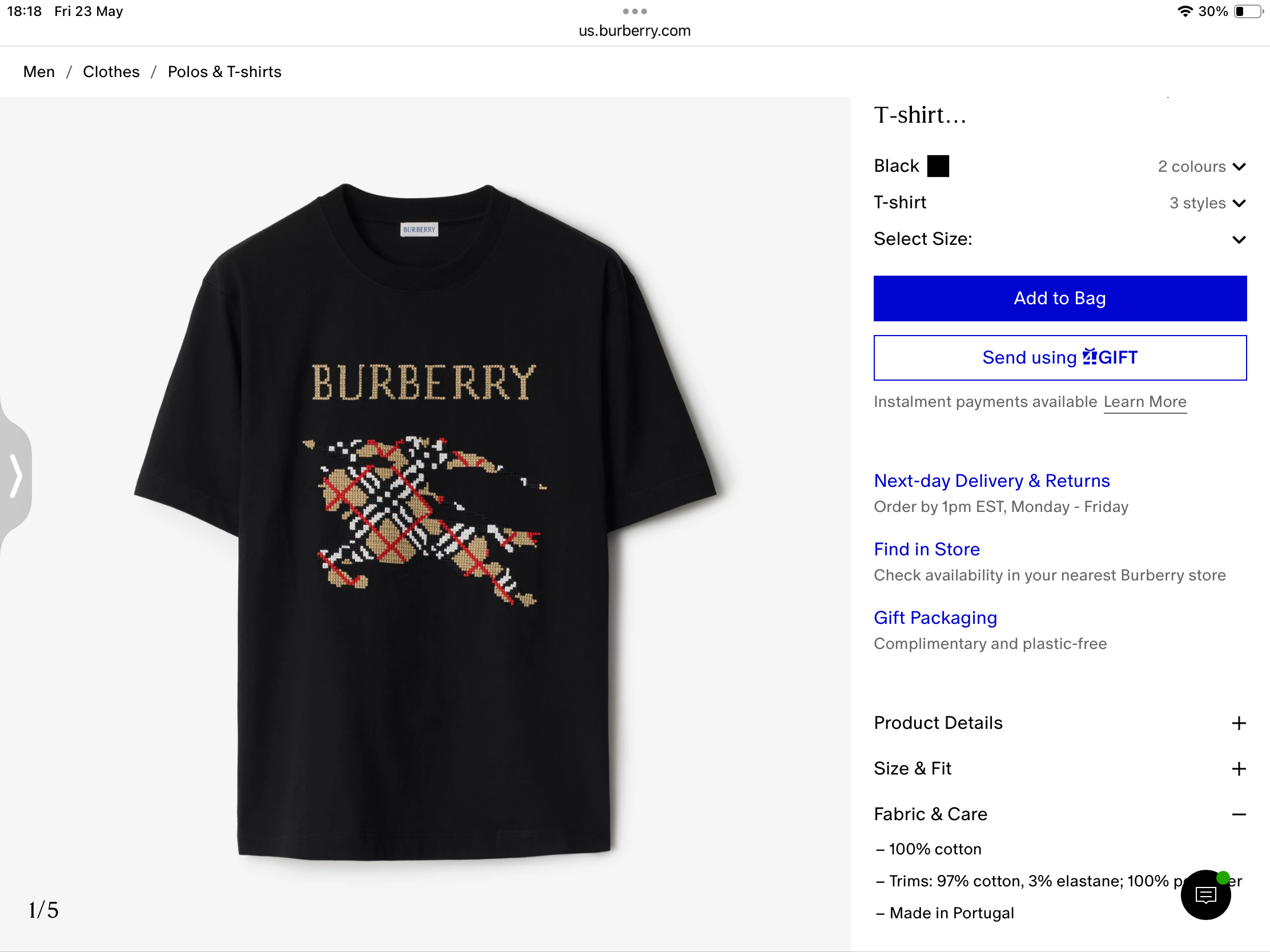 **do** เสื้อยืด Burberry Cross Stitch EKD Cotton T-shirt มี 2 สี สินค้าใหม่ ของแท้
