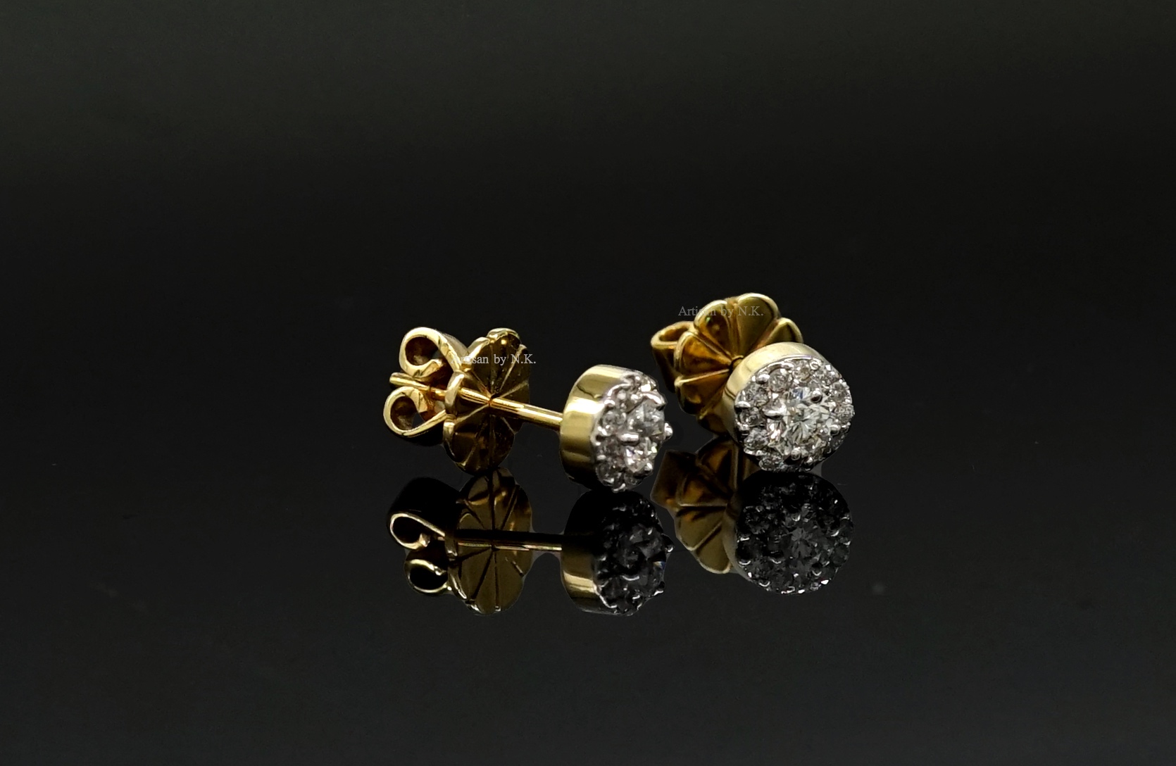 ต่างหูเพชร: ต่างหูเพชร แบบปักก้าน (Diamond Stud Earring)งานสวย เพชรแท้ไฟดี น้ำดี ขาวสวยมาก