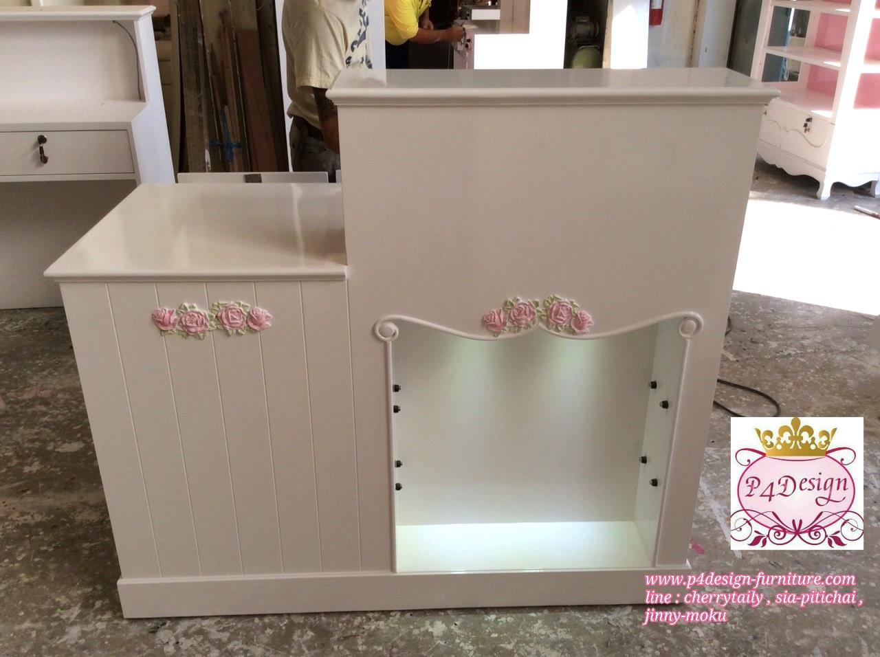เคาน์เตอร์วินเทจ สีขาว เจ้าหญิง กุหลาบ สำหรับร้านค้า ย120