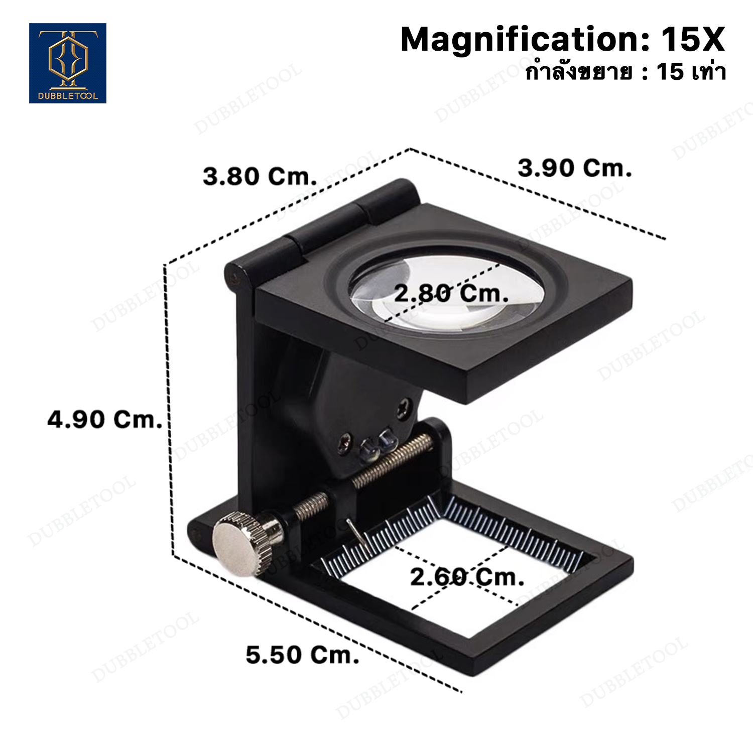 แว่นขยาย 3 พับ กำลังขยาย 15x เลนส์ขยายส่องชิ้นงานพร้อมไฟLED แว่นขยายขนาดเล็กพับได้ แว่นขยายมีเข็มสำหรับช่วยนับลายผ้า Magnifying15X