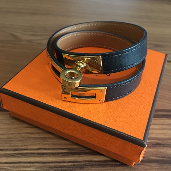 Hermes Kelly Double Tour Bracelet - Black / Gold สีดำทอง สภาพ 99 %