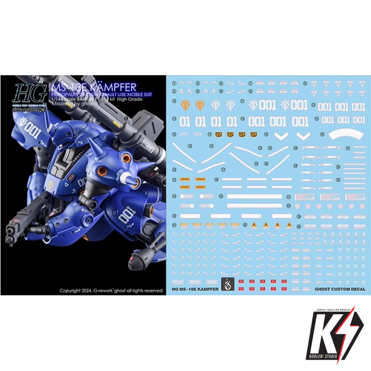 Waterdecal CG HG MS-18E Kampfer #ดีคอลน้ำสำหรับติดกันพลา กันดั้ม Gundam พลาสติกโมเดลต่างๆ