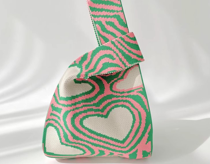 กระเป๋าผ้า ถุงผ้า ถักลายหัวใจ หวาน ๆ โทนสีพาสเทล น่ารัก ๆ ของขวัญ ของชำร่วย สวย ๆ ใช้งานได้จริง 479416