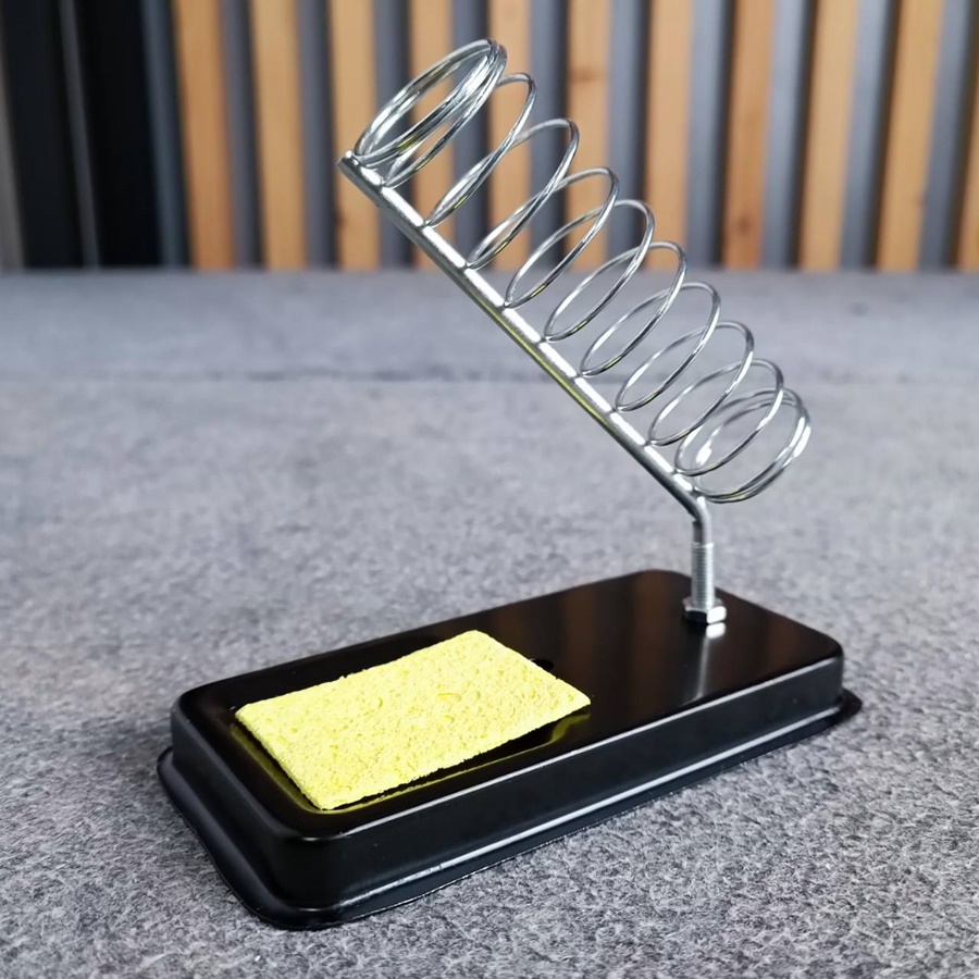 ที่วางหัวแร้งสปริง NO.2 ฐานเหลี่ยม ไว้ใช้วางหัวแร้งบัดกรี Stand for Soldering Iron ที่วางฐานเหลี่ยม พร้อม ฟองน้ำ เอไอ-ไพศาล