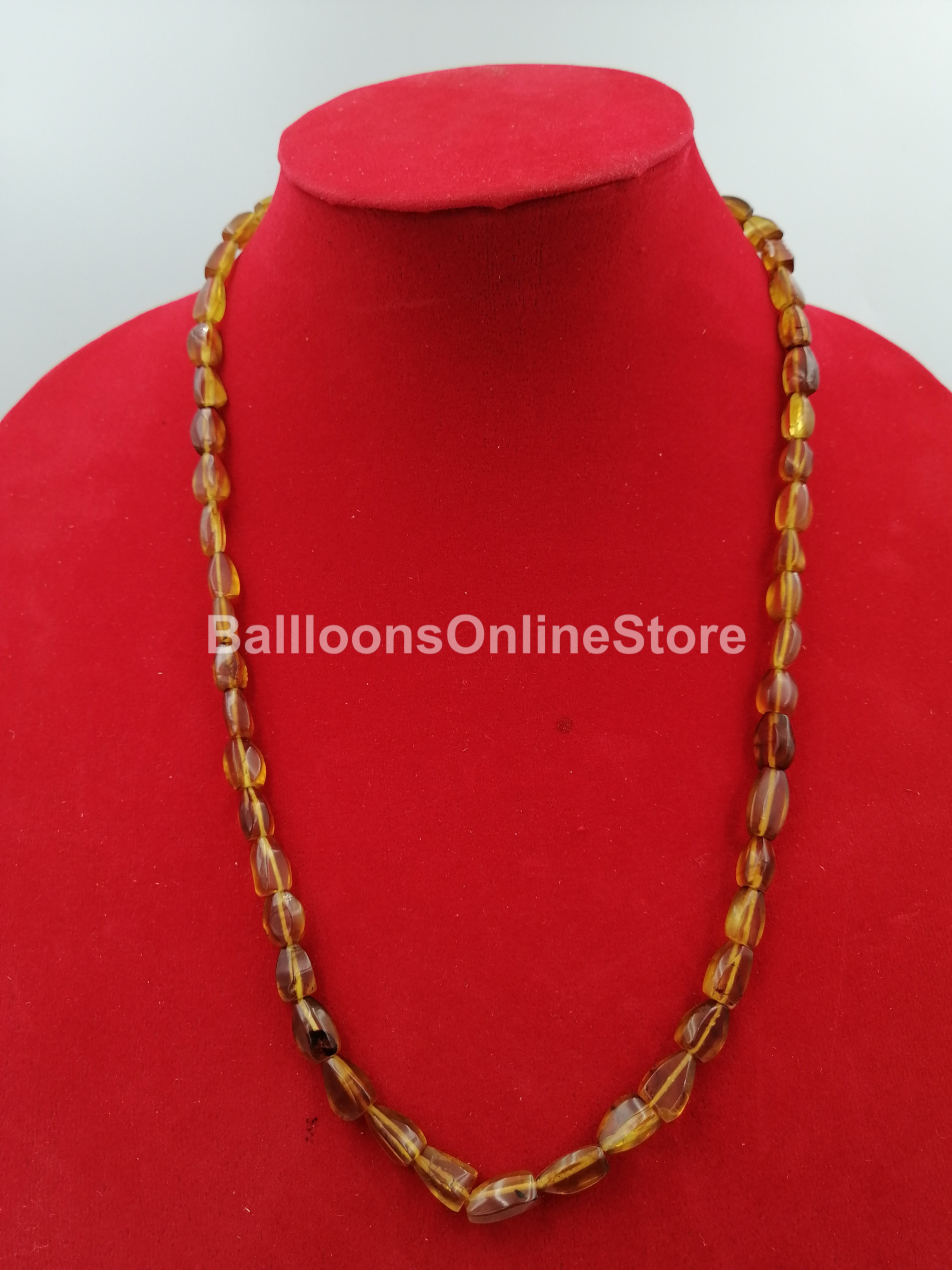 [ของแท้ 100%] สร้อยอำพันพม่า (Burmese amber/ Brumite) เนื้อดี เงาดี ความยาว 30 cm #001
