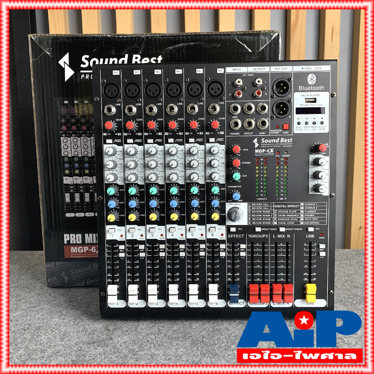 SoundBest MGP6X Mixer 6CH. มิกเซอร์ 6ช่อง MGP-6X USB Bluetooth MP3 เครื่องขยายเสียง sound best MGP 6 X +++