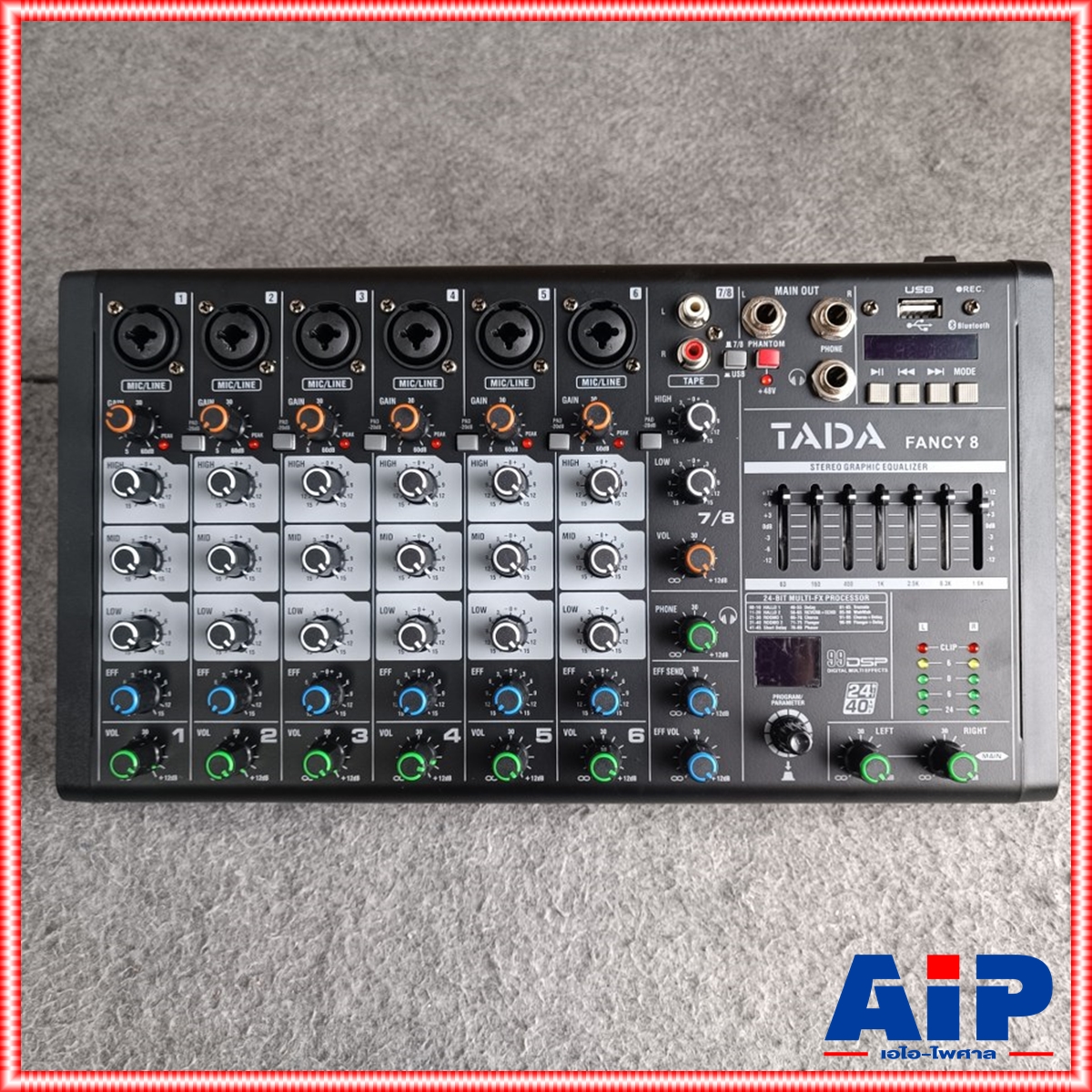 TADA FANCY-8 MIXER สีดำ มิกเซอร์ TADA FANCY 8 มิกเซอร์อนาล็อกขนาดเล็ก USB บลูทูธ พร้อมช่อง Line จำนวน 6 ช่อง เอไอ-ไพศาล