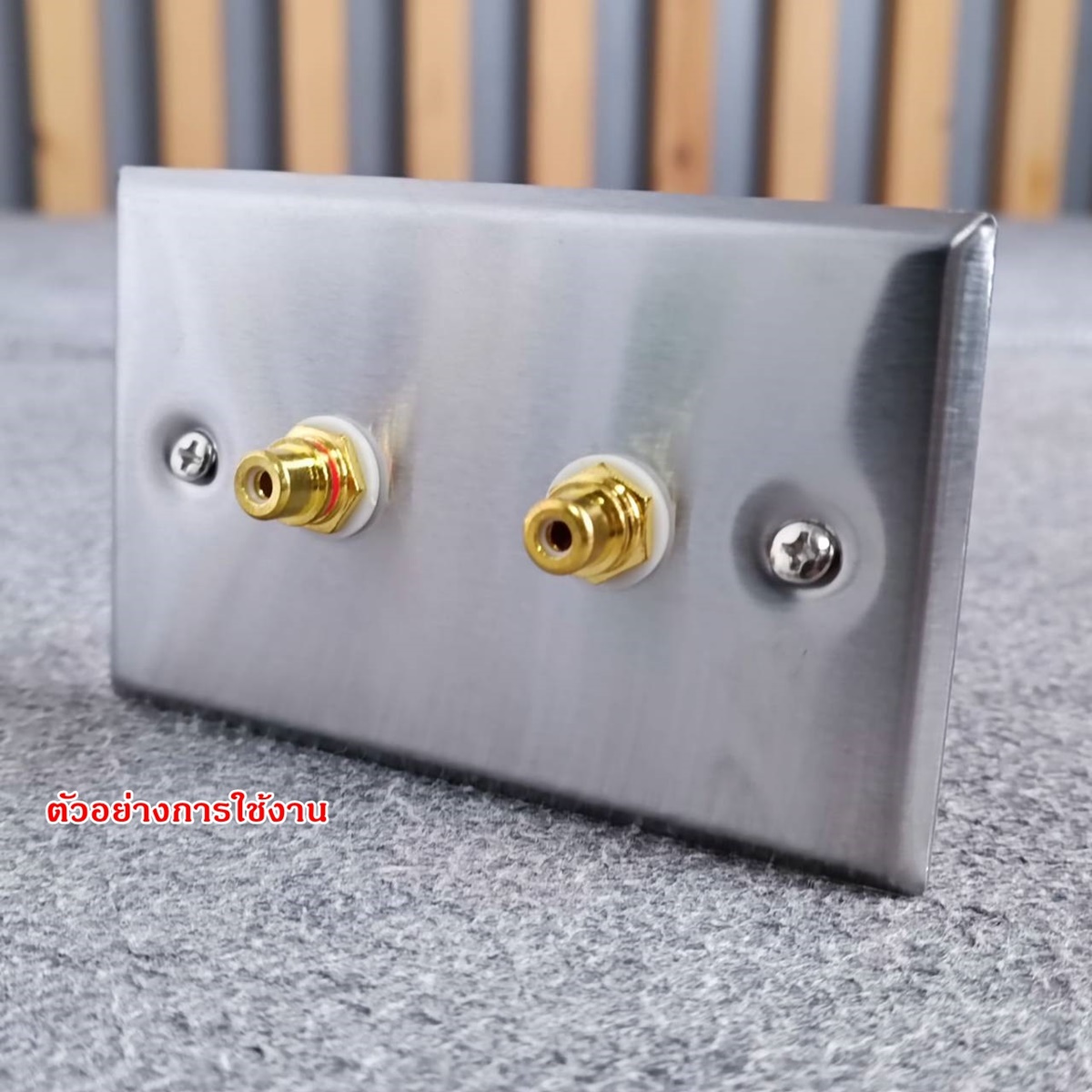 แผ่นสแตนเลส RCAx2 SWP207-0-2-9.5MM-CG แผ่นเพลท rca 2รู งานติดตั้ง เครื่องเสียง ไมค์ สัญญาณ เสียง เอไอ-ไพศาล