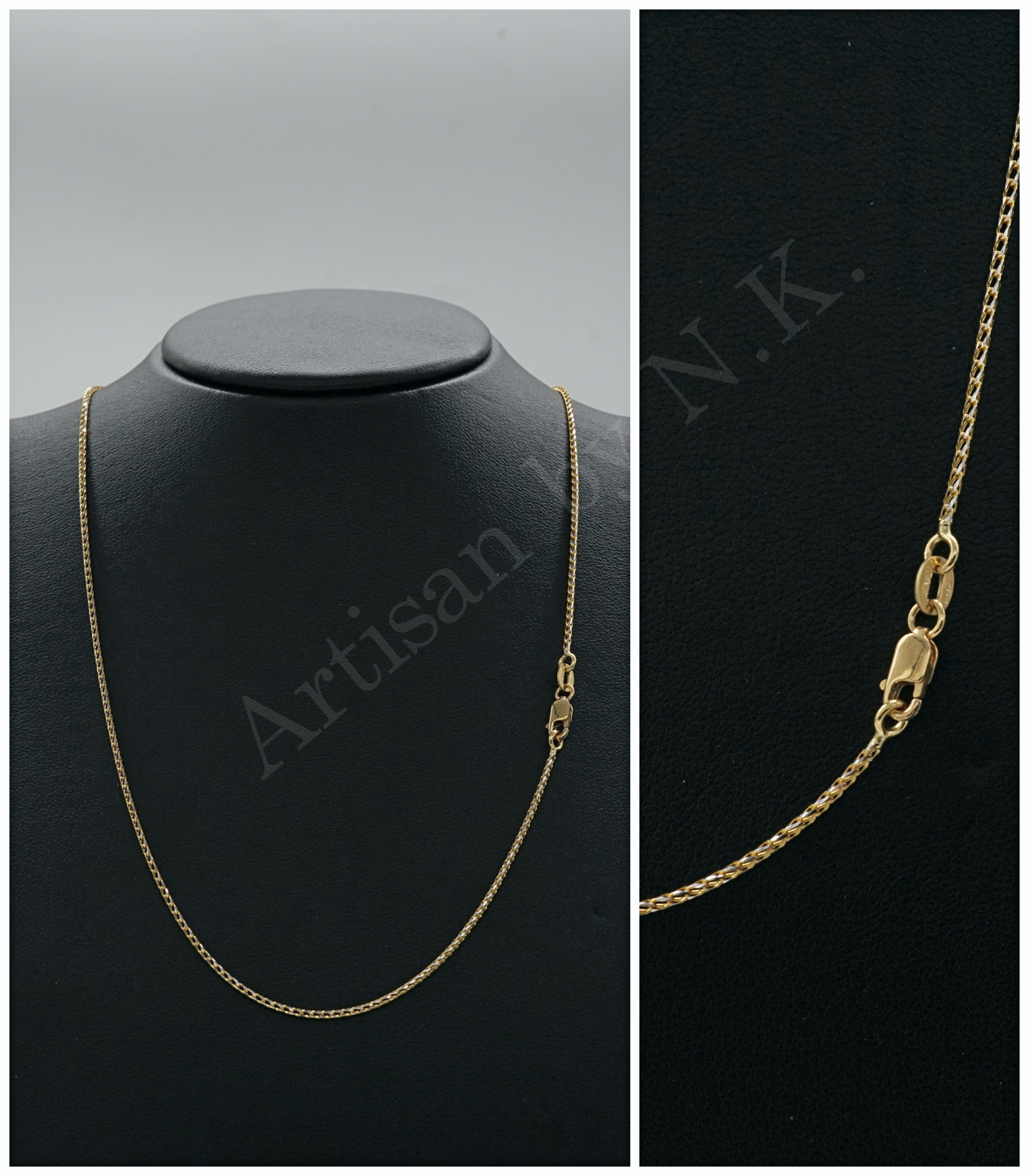 สร้อยอิตาลี่: สร้อยคอทองคำ18K 2 กษัตริย์นำเข้าจากอิตาลี่ (18K Gold and White Gold Necklace)