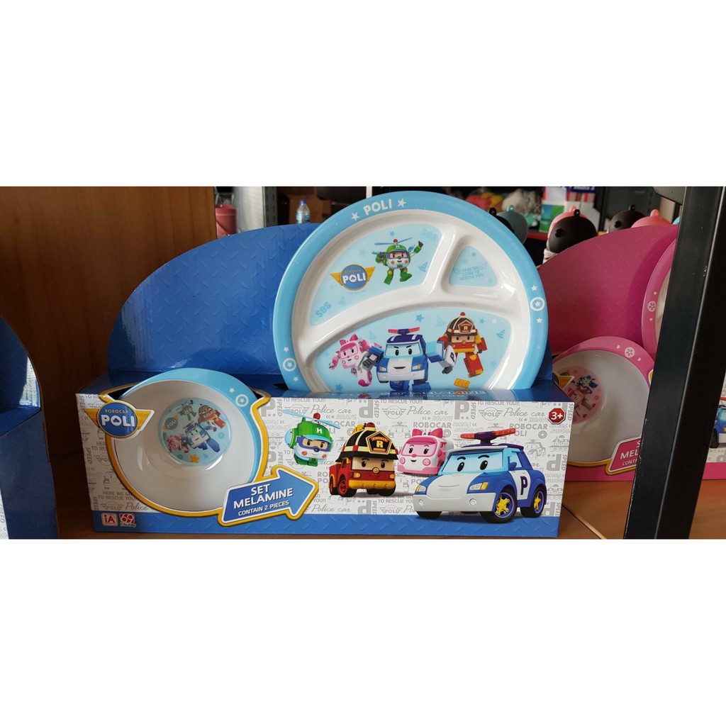 POLI-001-4 ชุดจานชาม POLI ชุดจานเด็ก จานถ้วยสำหรับเด็ก ลิขสิทธิ์ถูกต้อง ปลีกชุดละ