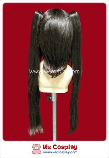 วิกผมคอสเพลย์ ทรงทวินเทล สีน้ำตาล มีหน้าม้า Brown Twintails Cosplay Wig