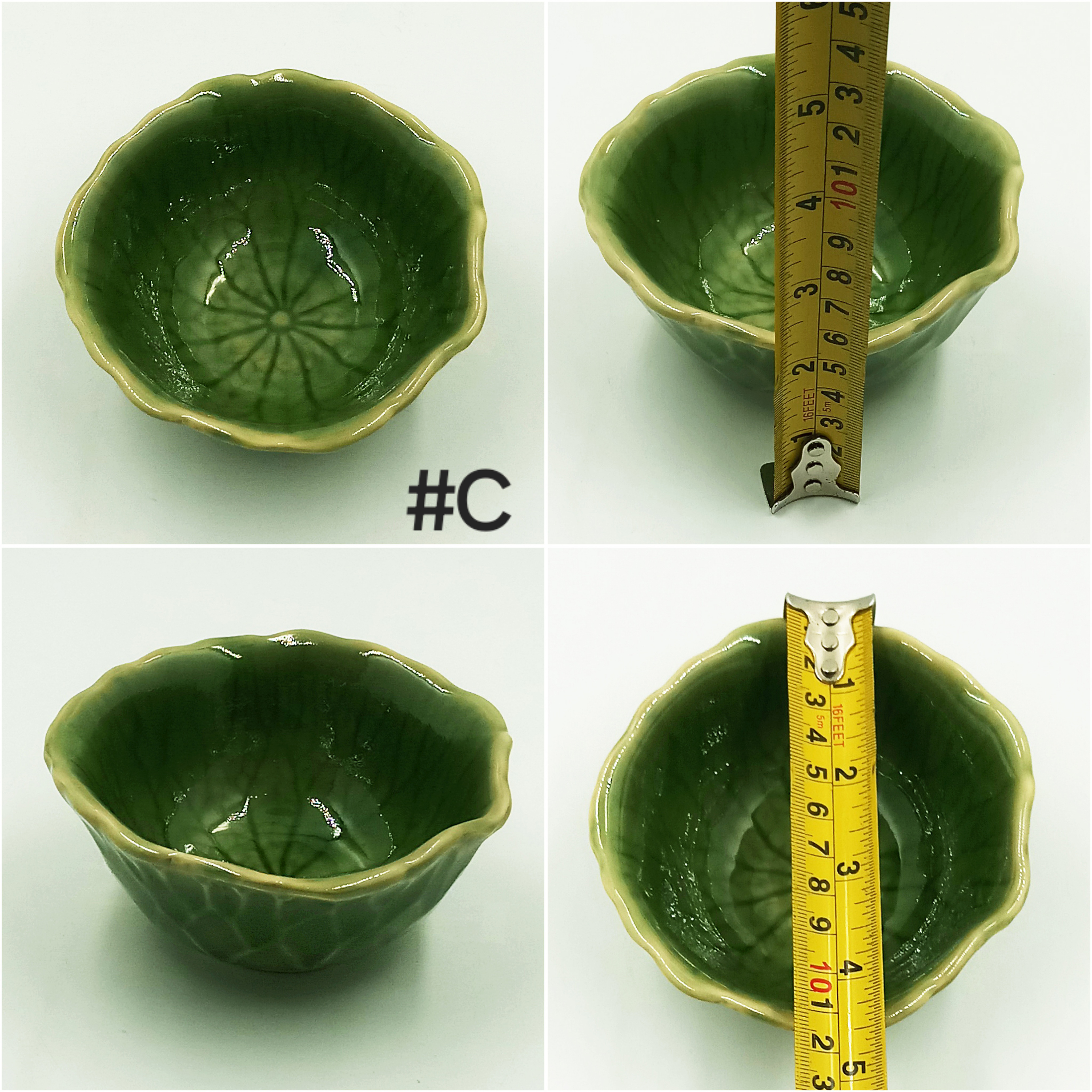 CDC-A018 จานเซรามิคสีเขียว จานชามเซรามิคเข้าไมโครเวฟได้ ทนความร้อนสูง ใส่อาหารปลอดภัย
