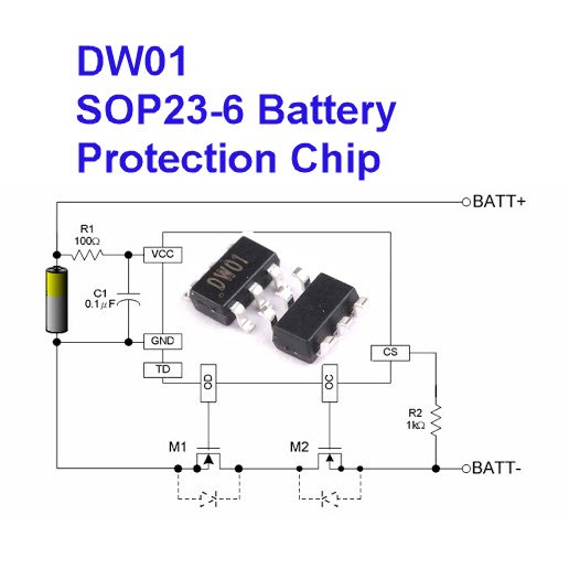 DW01+ SOP23-6 Battery Protection Chip