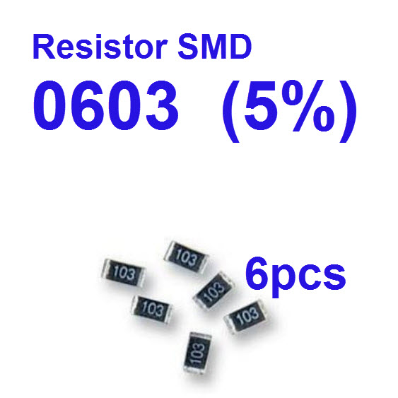 0 ohm - 220Kohm 0R-224 (6 pcs per lot) SMD 0603 (+-5%)