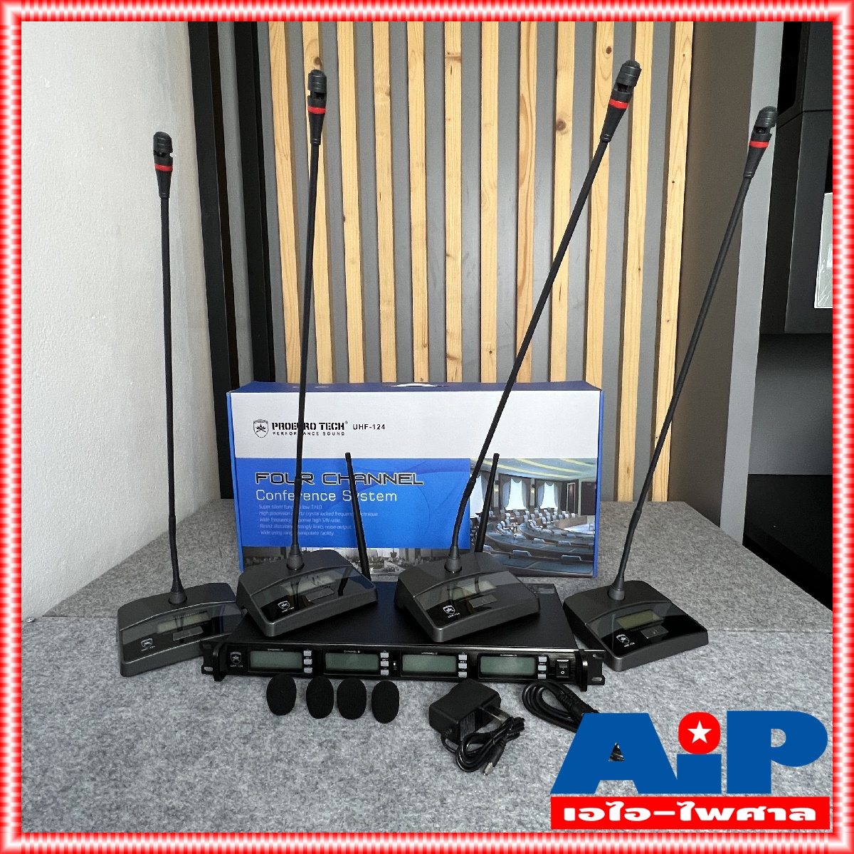 PROEUROTECH UHF124 ไมค์ลอยตั้งโต๊ะ4ตัว ก้านยาว60CM UHF 124 UHF-124 ไมค์ประชุม ชุดประชุมไร้สาย ไมค์ประชุมไร้สาย ความถี่ใหม่ กสทช เอไอ-ไพศาล